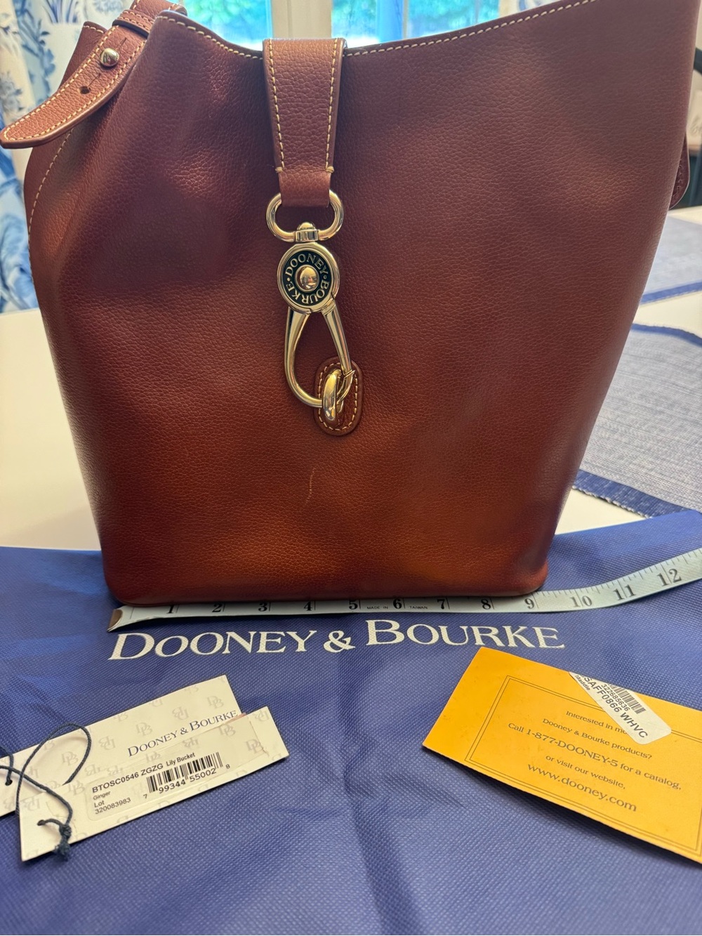 Dooney & Bourke Cognac Pebbled Leather Shoulder Bag with Gold Hardware